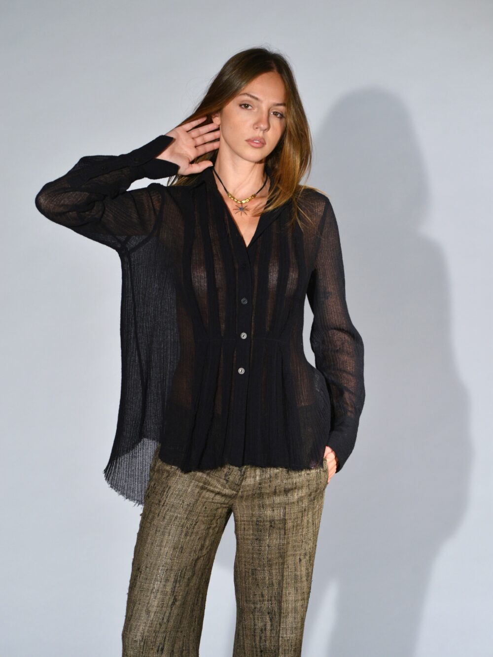 camicia over garza lana nero forme d’expression