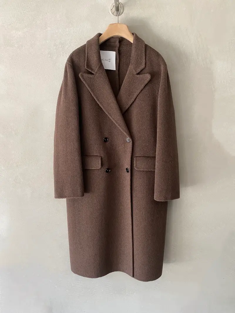 cappotto oversize panno lana cashmere tortora rialto