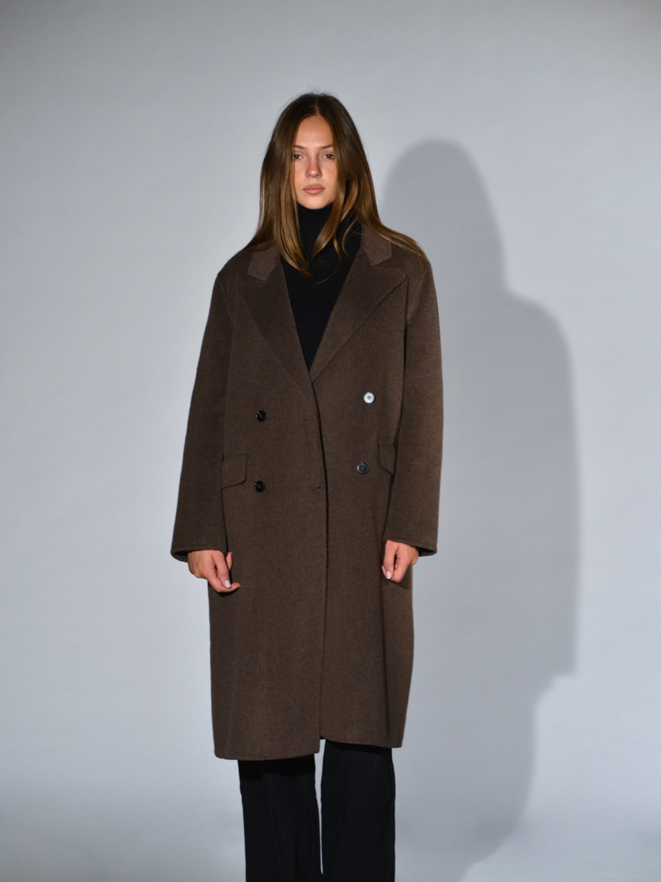 cappotto oversize panno lana cashmere tortora rialto