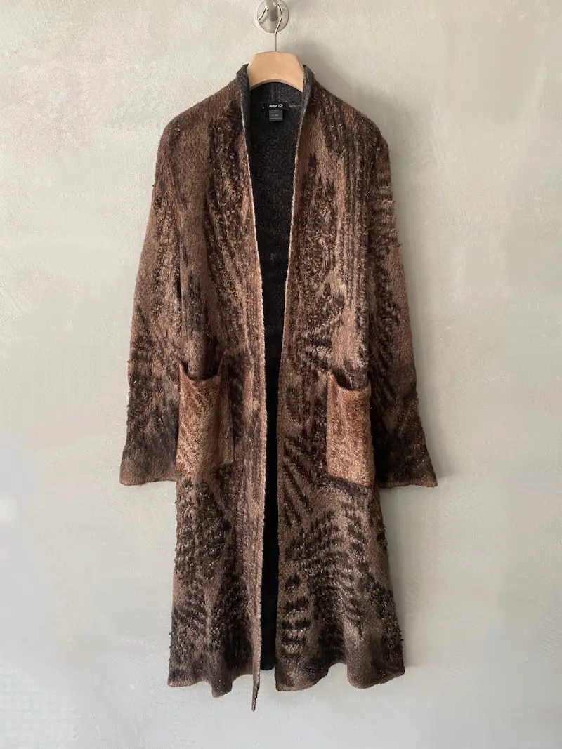 cardigan lungo traforato cashmere ruggine avant toi