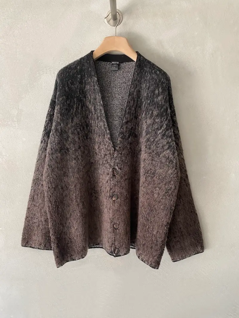 cardigan oversize maglia jacquard lana cashmere seta marrone avant toi