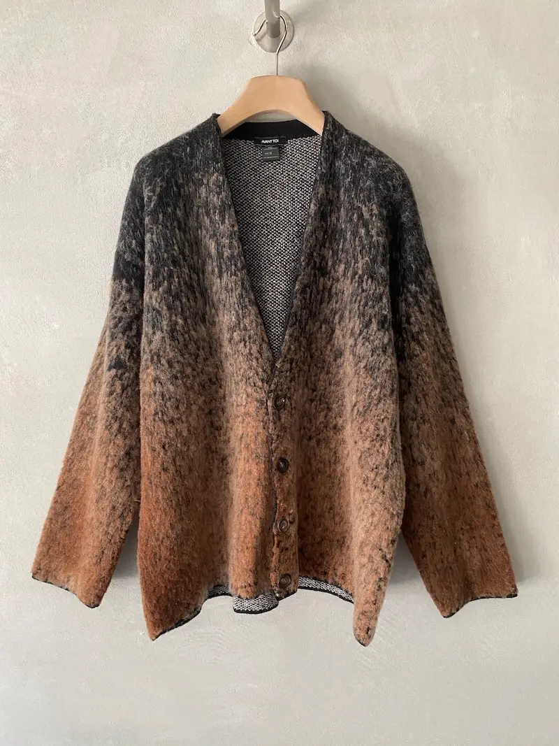 cardigan oversize maglia jacquard lana cashmere seta ruggine avant toi