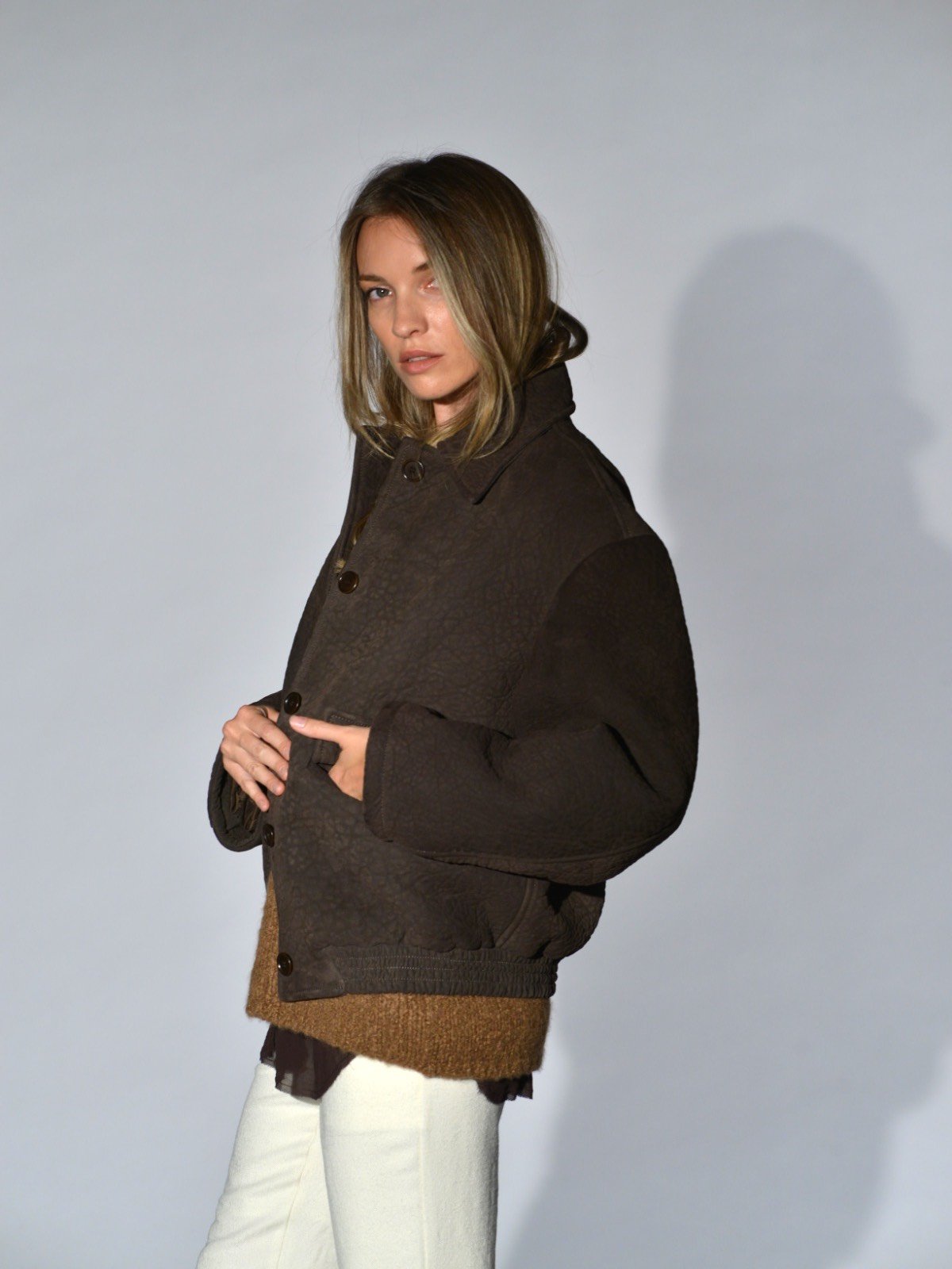 giacca oversize pelle marrone salvatore santoro 1