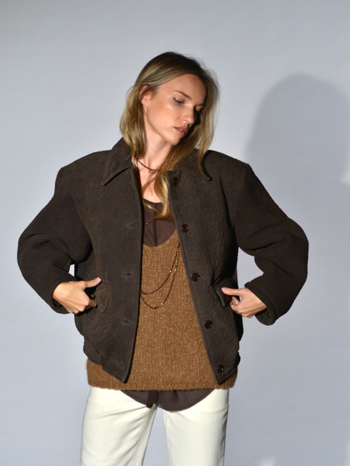 giacca oversize pelle marrone salvatore santoro