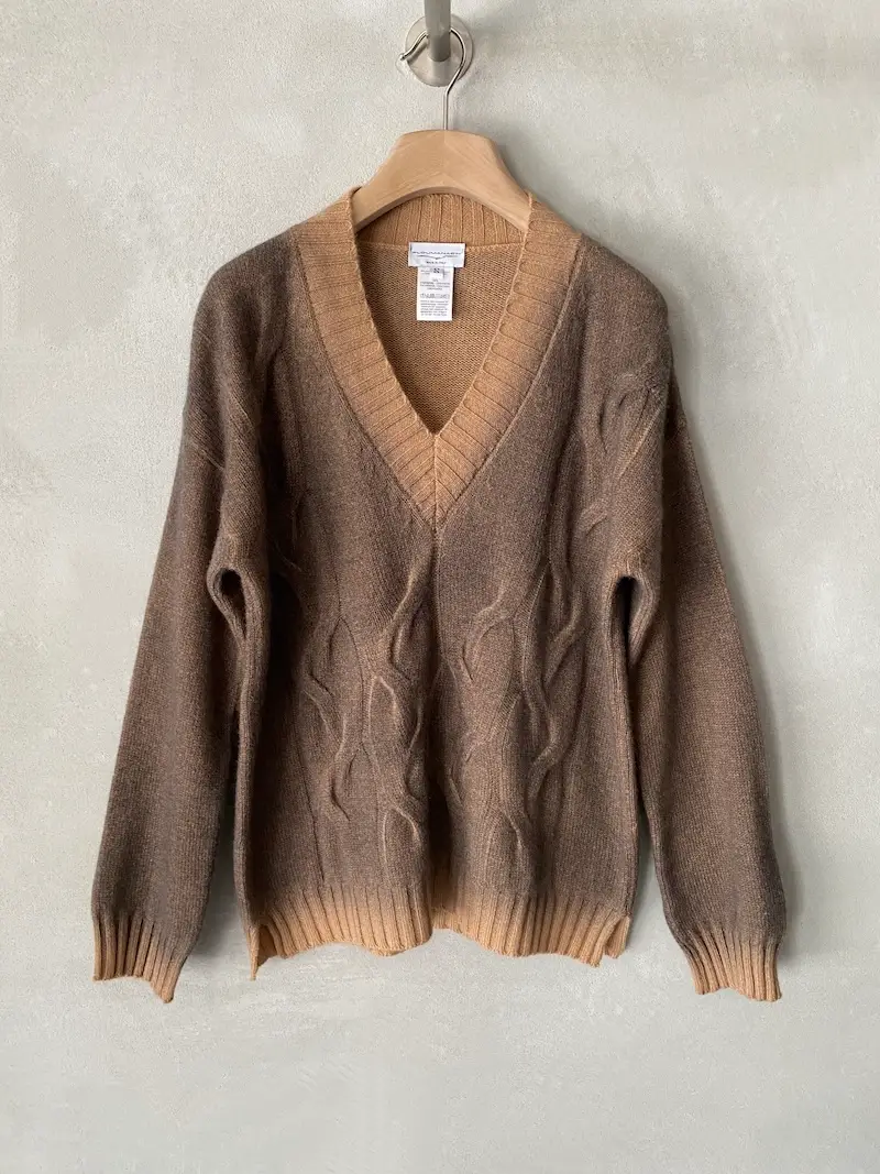 maglia over cashmere cammello dipinto a mano ploumanac’h