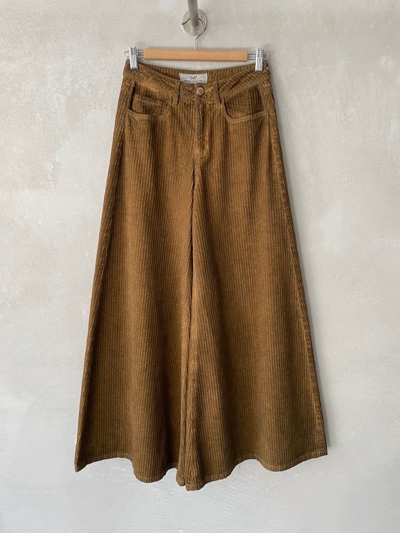 pantaloni gamba larga velluto coste maltinto senape shaft