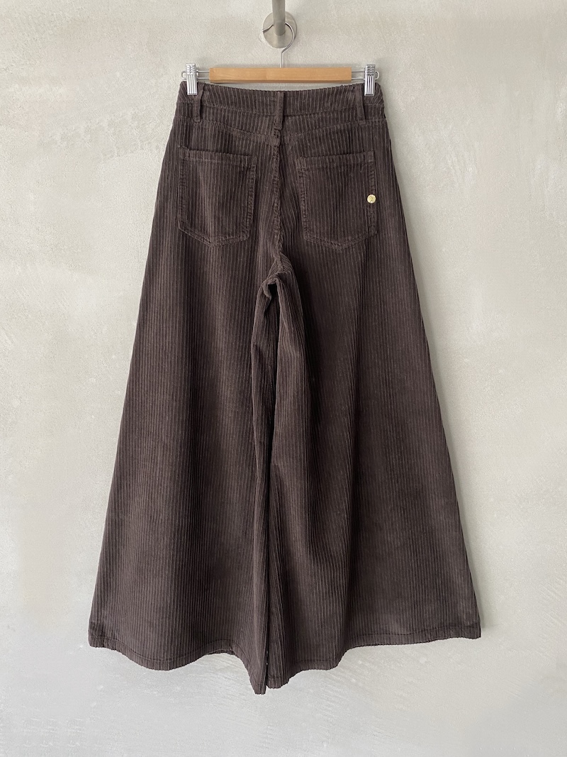 pantaloni gamba larga velluto coste marrone shaft