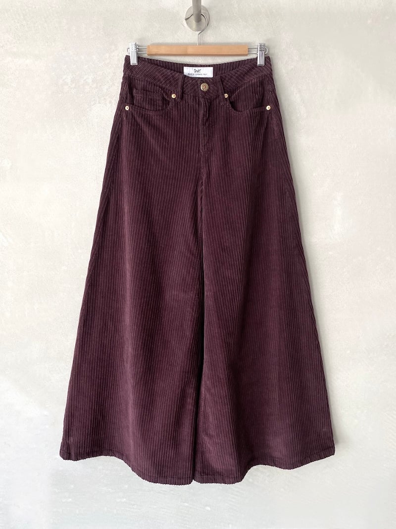 pantaloni gamba larga velluto coste prugna shaft