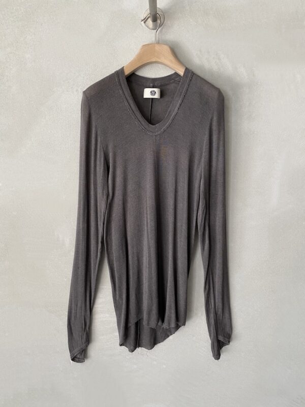 t shirt aderente jersey viscosa lana grigio marc le bihan