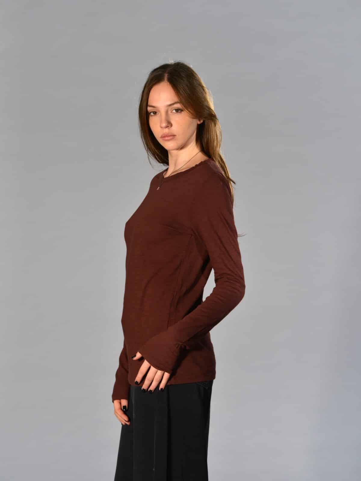 Saldi 26 T shirt Slim Mattone Velvet in Cotone Tinto in Capo 1