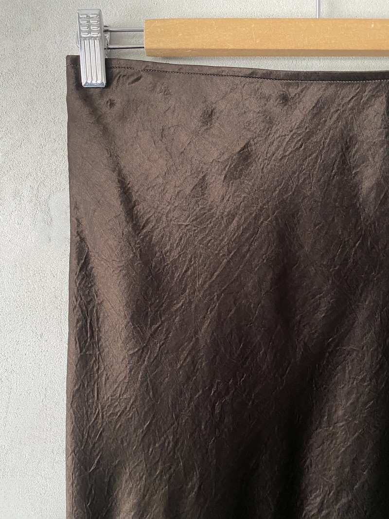 Gonna lunga marrone in acetato Marina Lari – taglio sbieco 2