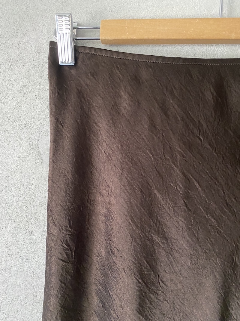 Gonna lunga marrone in acetato Marina Lari – taglio sbieco 4