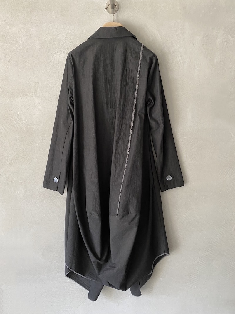 Spolverino Oversize Grigio Antracite Marina Lari in Cotone e Lino