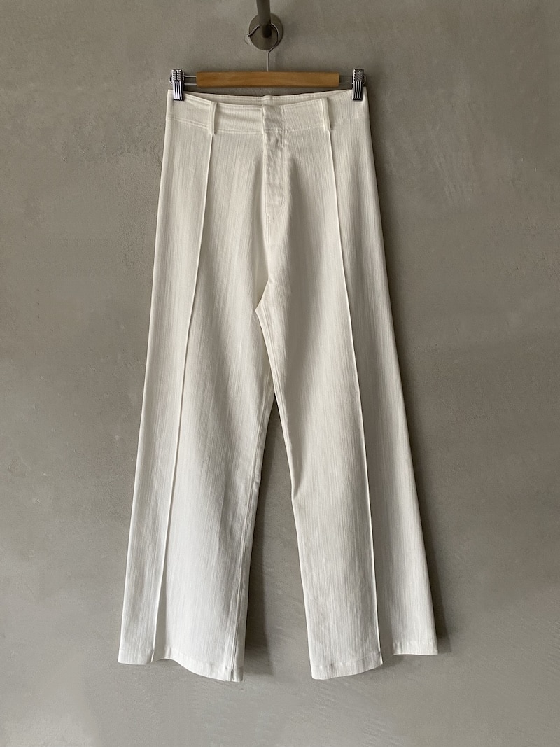 Pantaloni donna écru MSM Milano vita alta gamba dritta con piega frontale