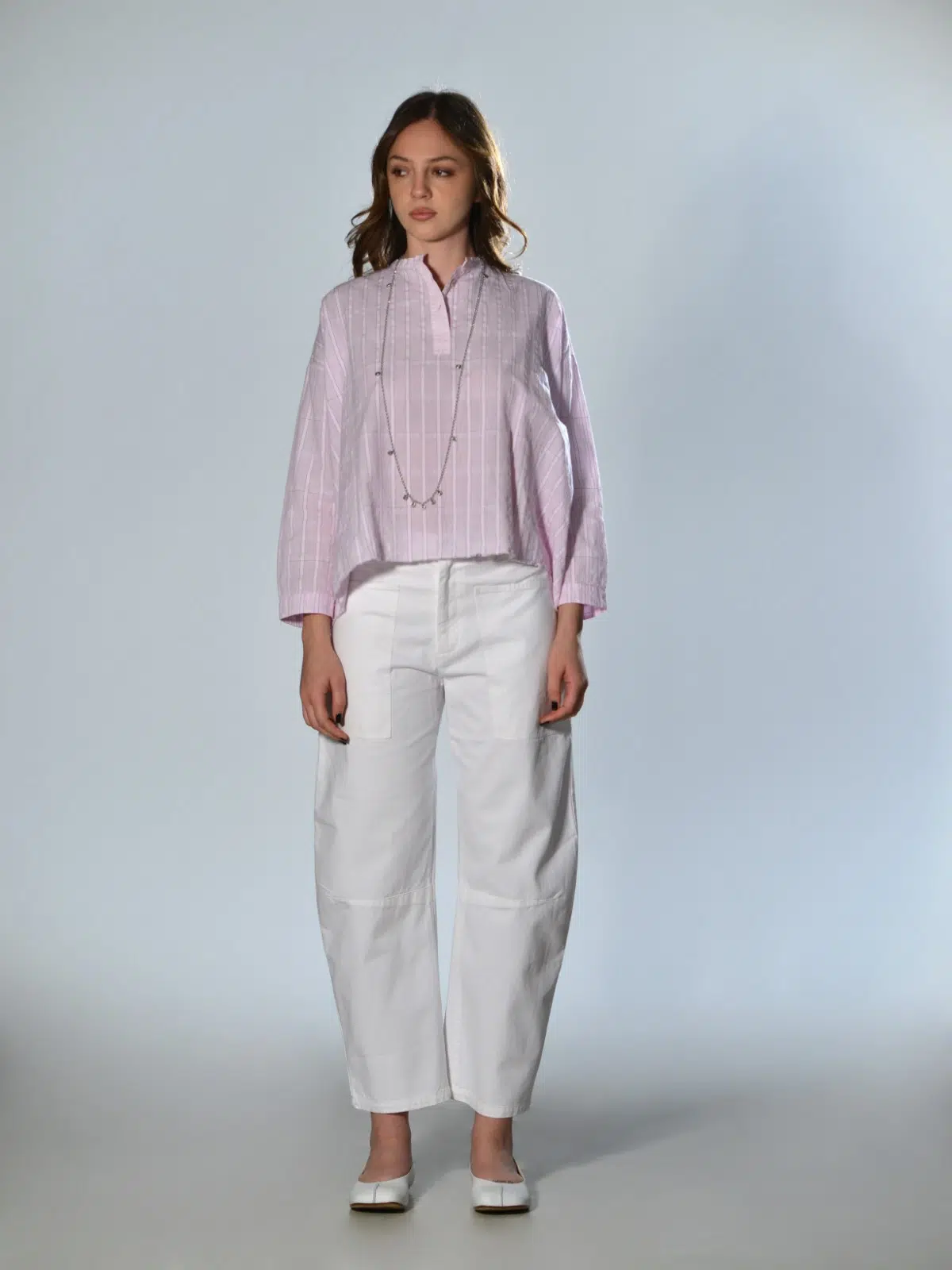 Pantaloni bianchi in cotone con gamba ampia Velvet 1