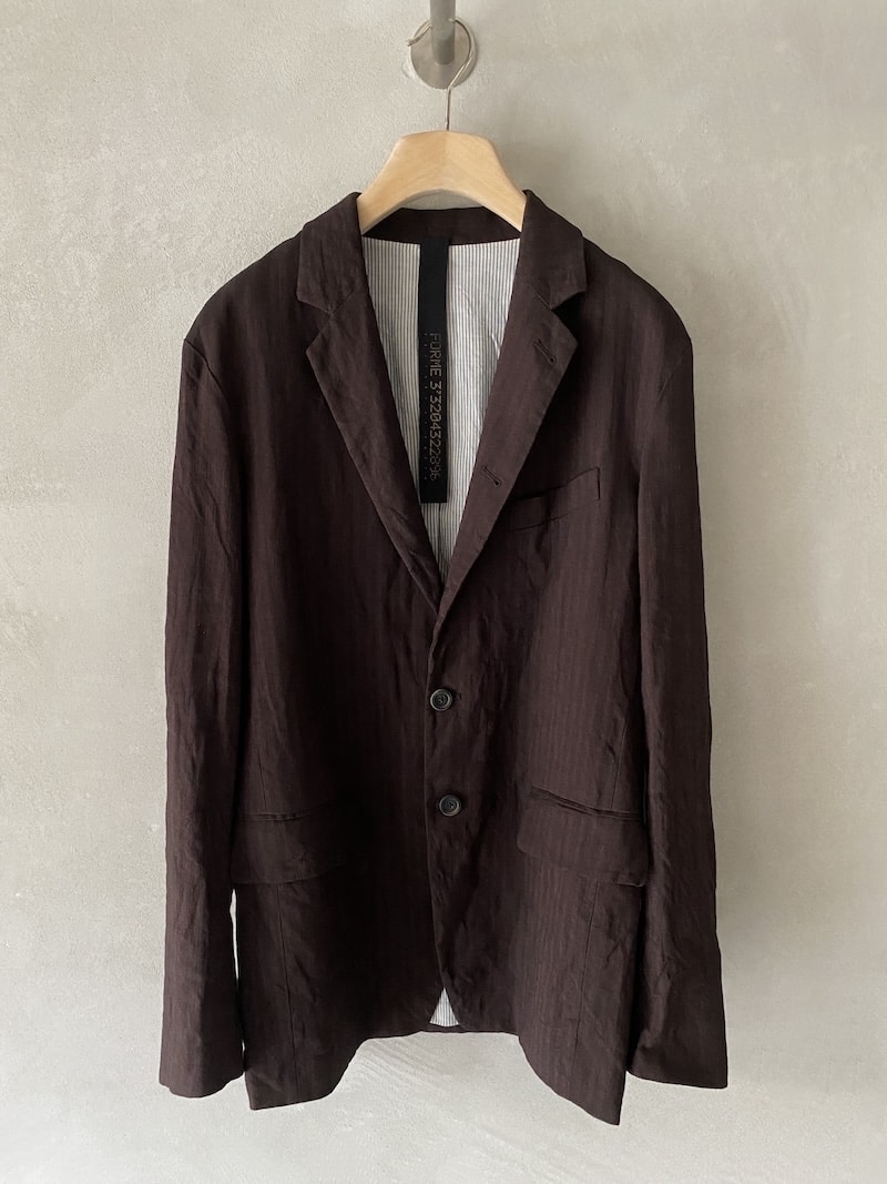 Blazer in viscosa e lino effetto stropicciato con rever classico, manica lunga e tasche applicate colore prugna - FORME D’EXPRESSION