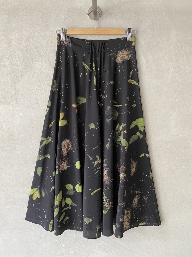 Gonna printed in seta con motivo botanico SERIE NUMERICA 3