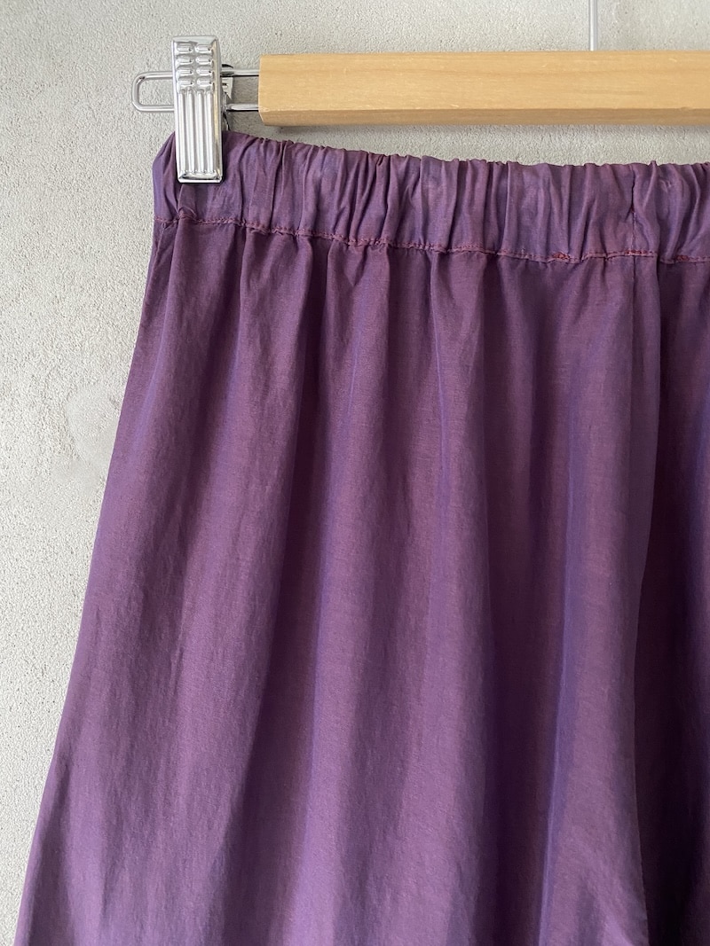 Wide-leg trousers in garment-dyed silk and cotton with an elasticated waist and purple drawstring – Barbara Tani