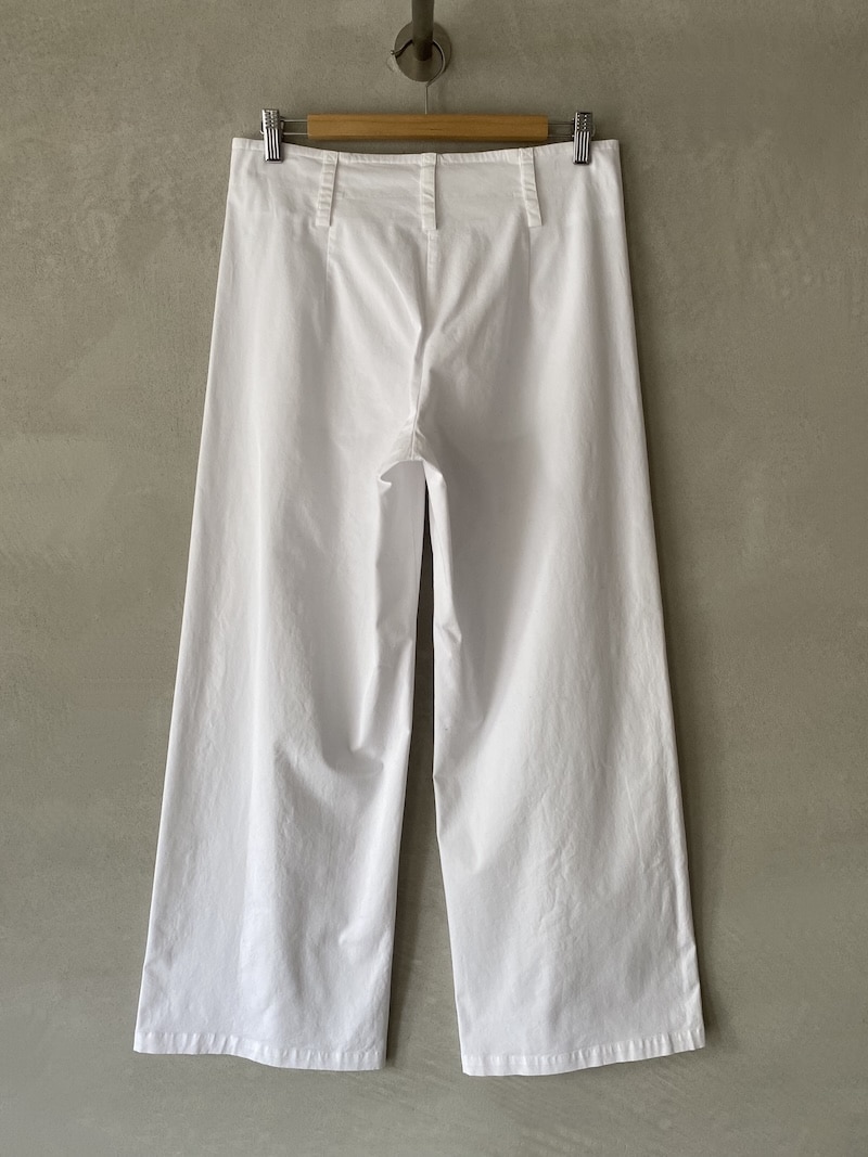 Pantaloni bianchi in cotone elasticizzato a gamba dritta Barbara Tani