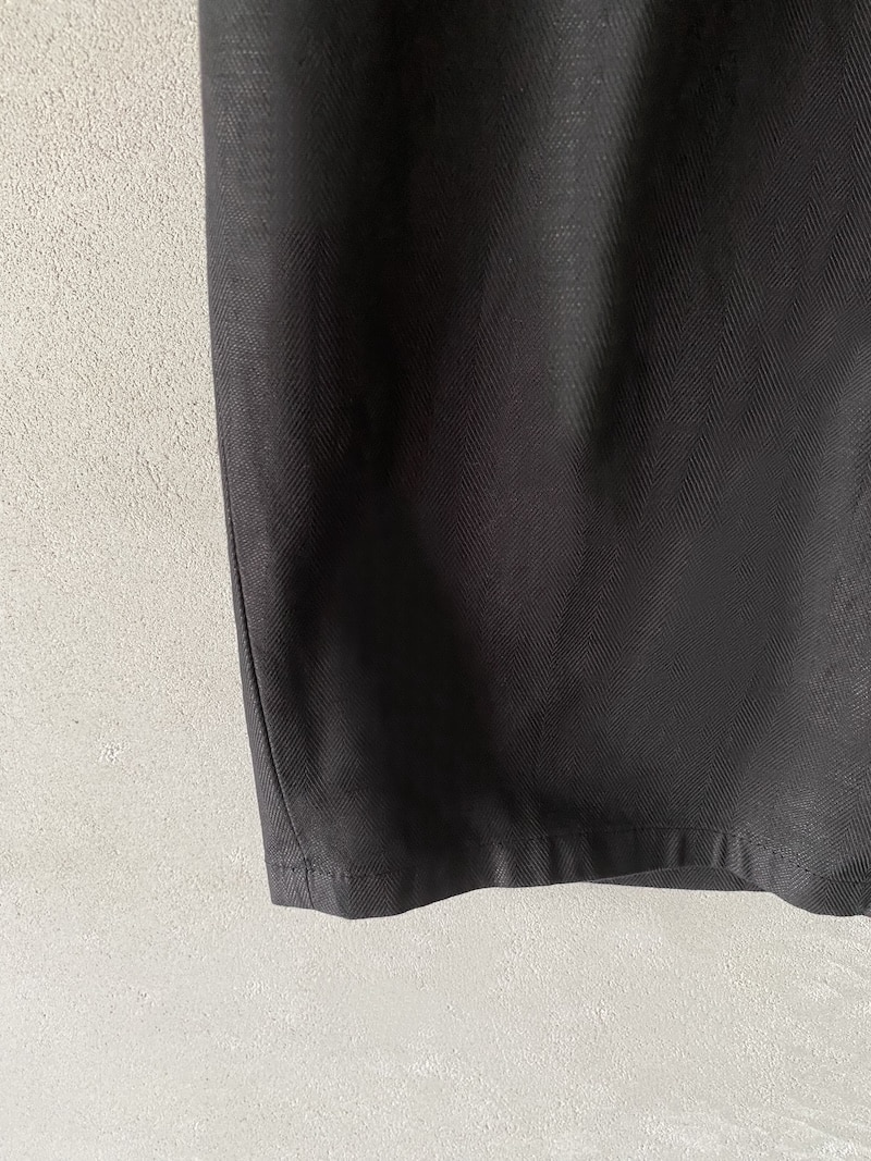 Ankle-length trousers in black cotton and linen herringbone with a slight stretch – Barbara Tani