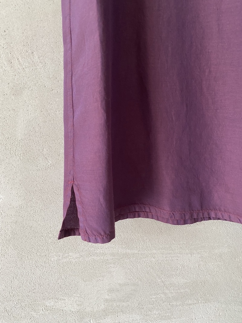 Top senza maniche in seta e cotone con scollo rotondo e linea svasata viola – Barbara Tani