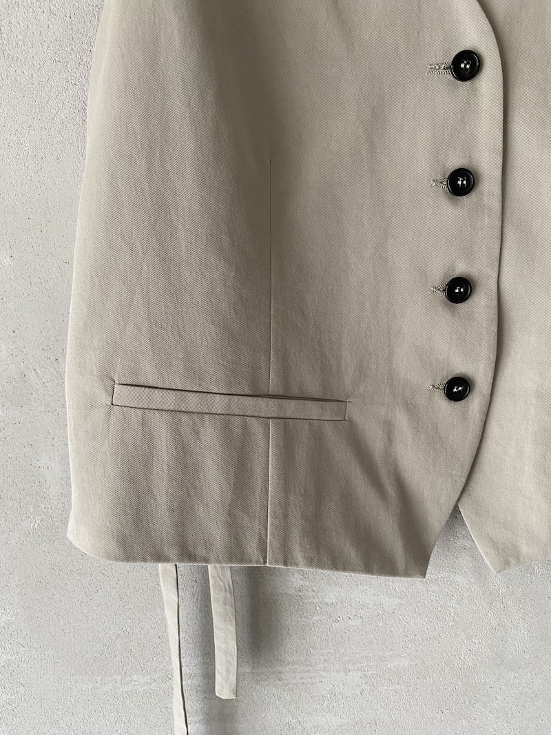 Gilet beige in lino e viscosa dalla linea dritta Marina Lari