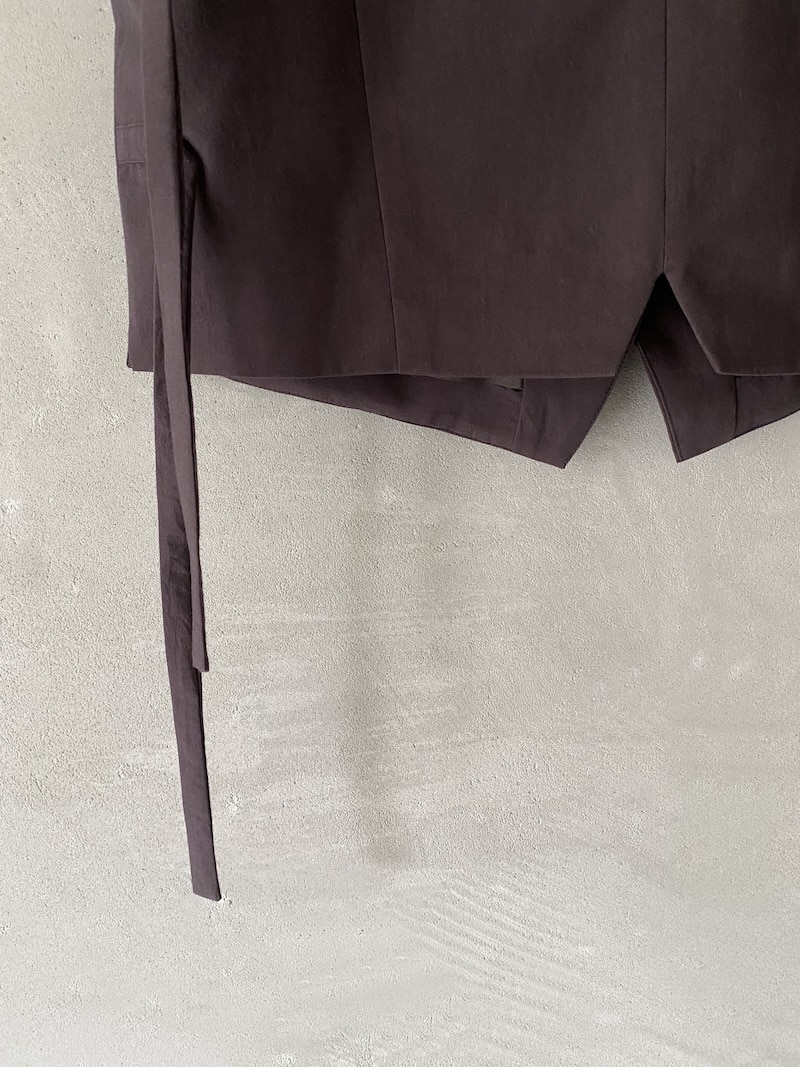 Gilet marrone in lino e viscosa dalla linea dritta Marina Lari