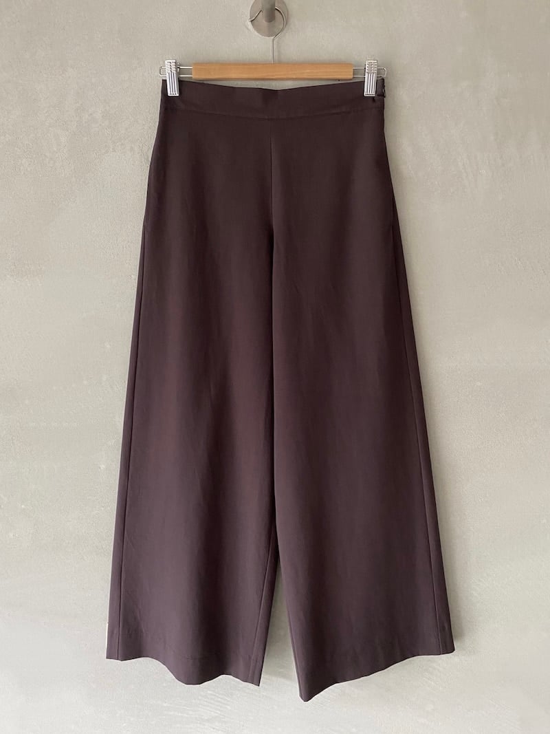 Pantaloni marroni in lino e viscosa con vita elastica sul retro e gamba larga, vestibilità regolare Marina Lari