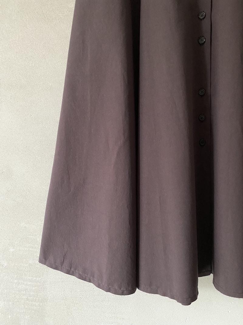 Abito marrone in lino e viscosa dalla linea svasata Marina Lari