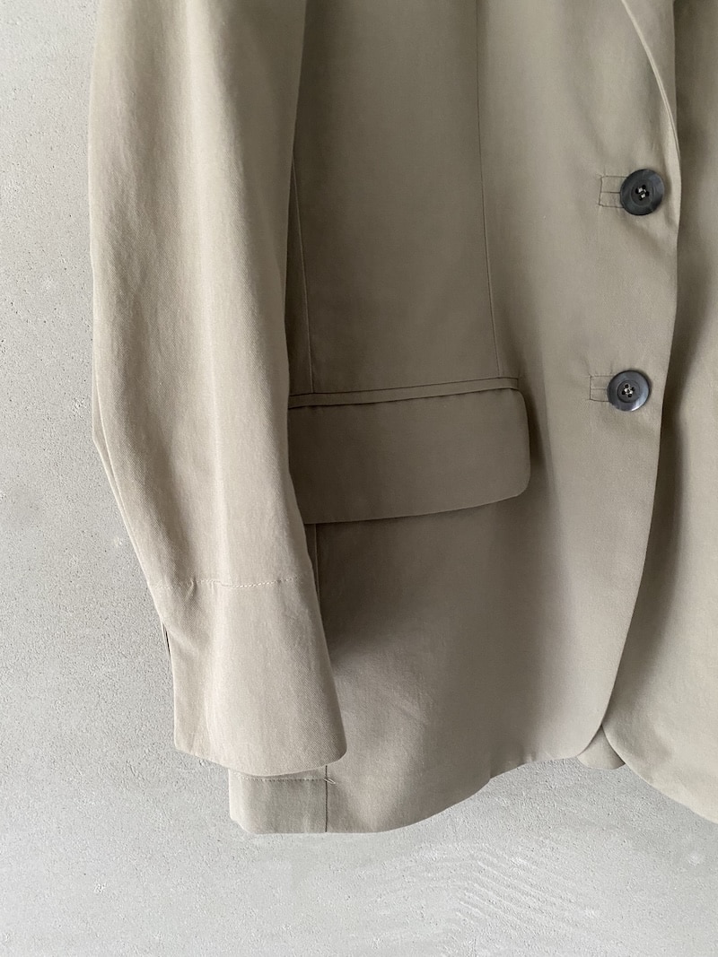 Giacca beige mastice in cotone e lino dalla linea dritta Marina Lari