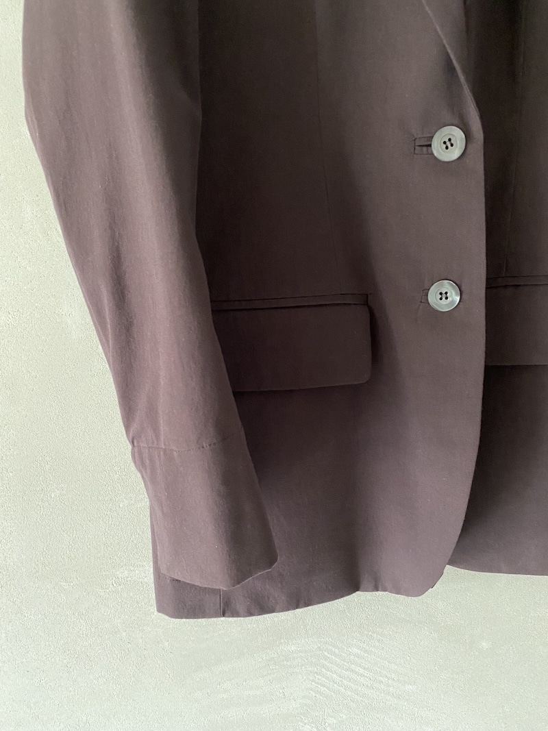 Giacca marrone in cotone e lino dalla linea dritta Marina Lari