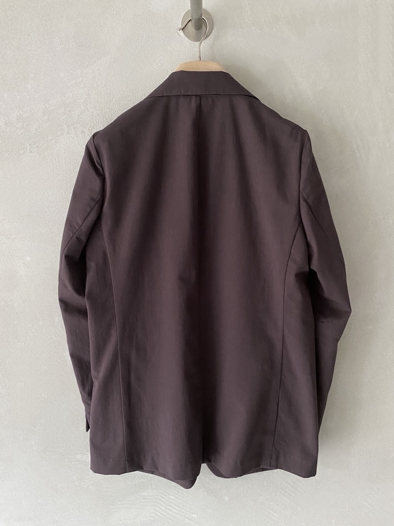 Giacca marrone in cotone e lino dalla linea dritta Marina Lari