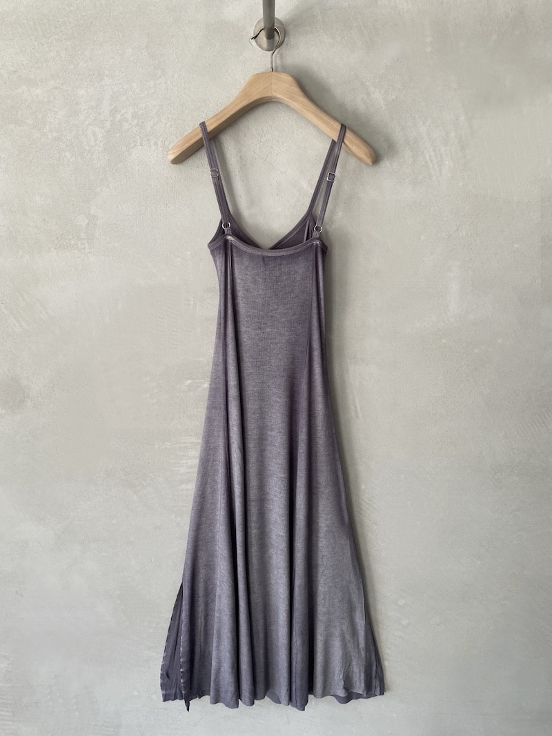 Abito lungo nero lavanda in jersey di viscosa elasticizzata con lavorazione a mano Avant Toi