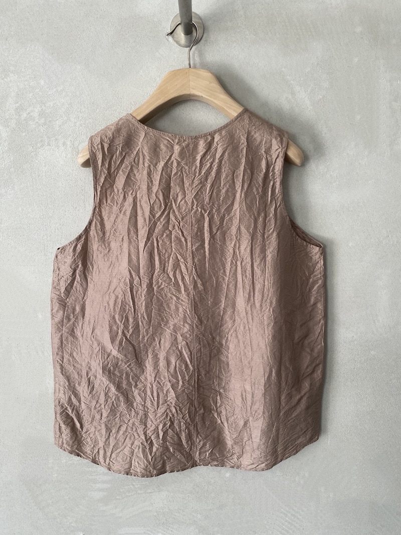 Top rosa in seta leggera senza maniche con effetto stropicciato Christian Peau