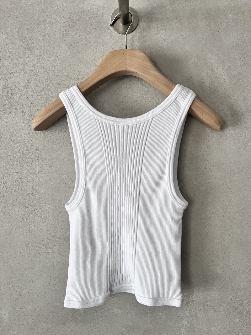 Canotta corta bianca in cotone a costine con linea aderente Pure Sugar