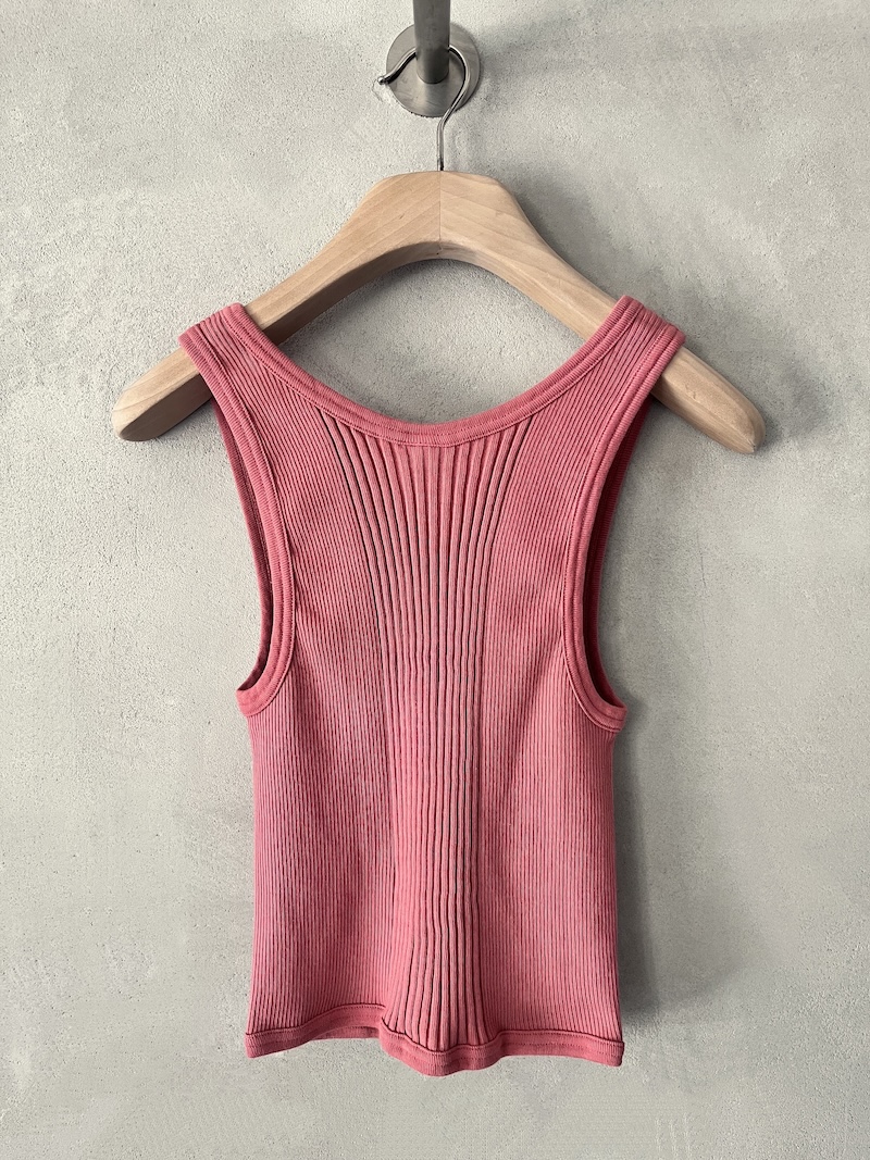 Canotta corta rosso corallo in cotone a costine con linea aderente Pure Sugar