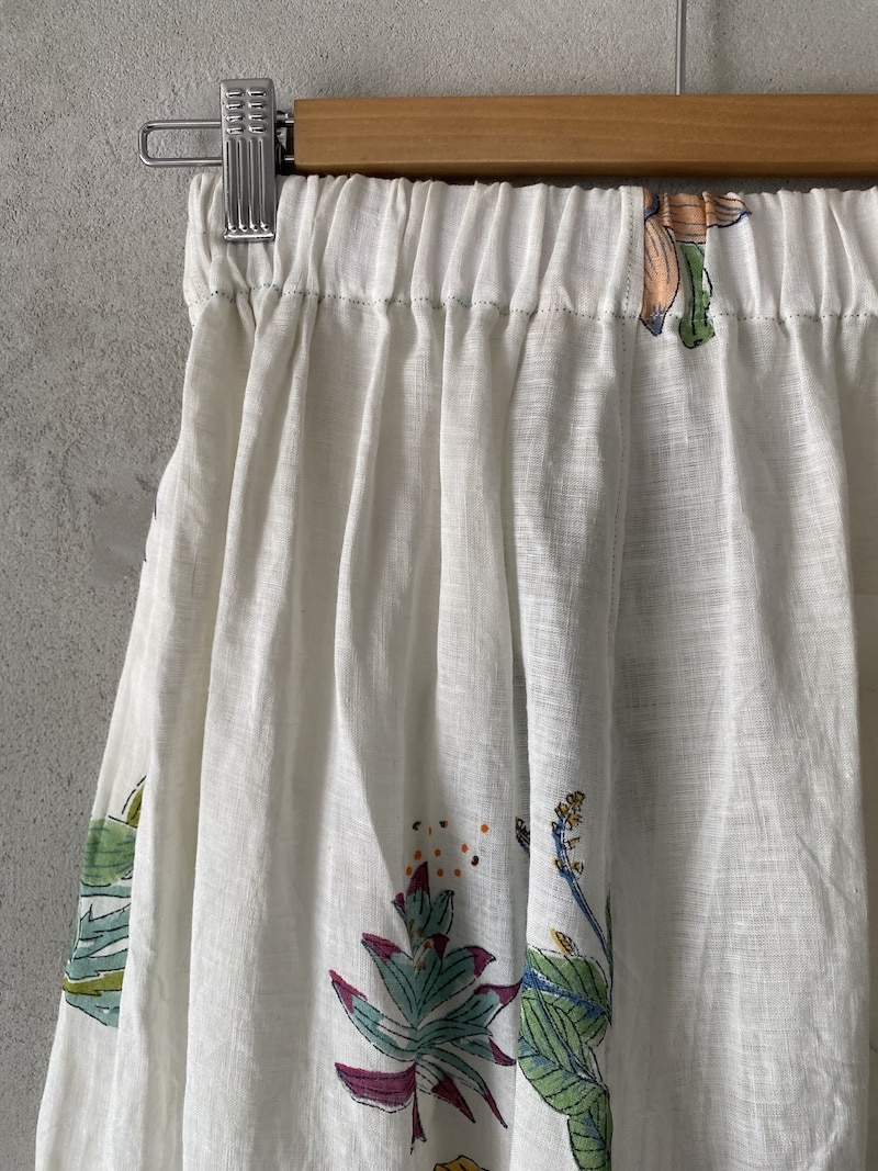 Pantaloni in lino block print stampati a mano con elastico in vita e gamba dritta - INJIRI 4