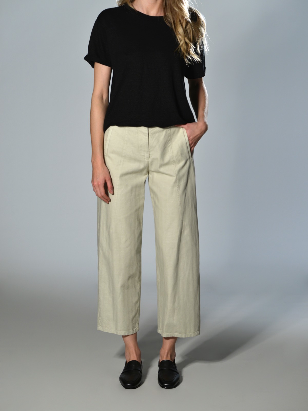 pantaloni crop cotone leggero bianco barbara tani