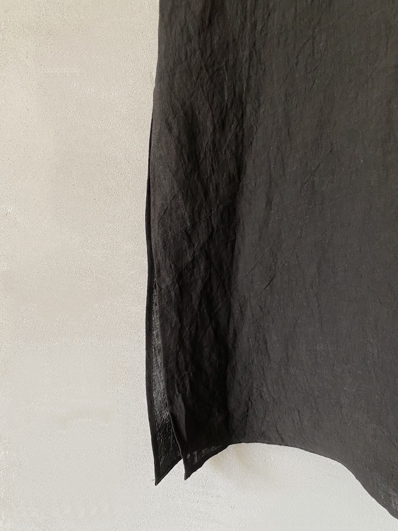 Abito lungo marrone in lino reversibile con cintura Marina Lari 2