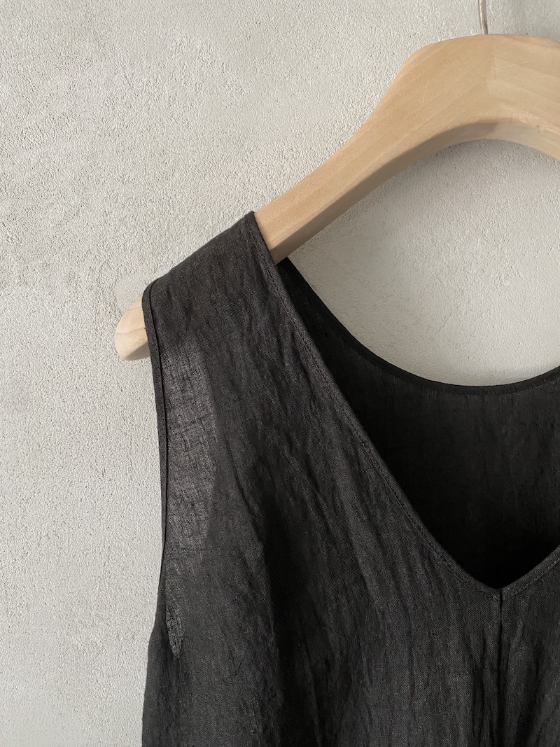 Abito lungo marrone in lino reversibile con cintura Marina Lari 4