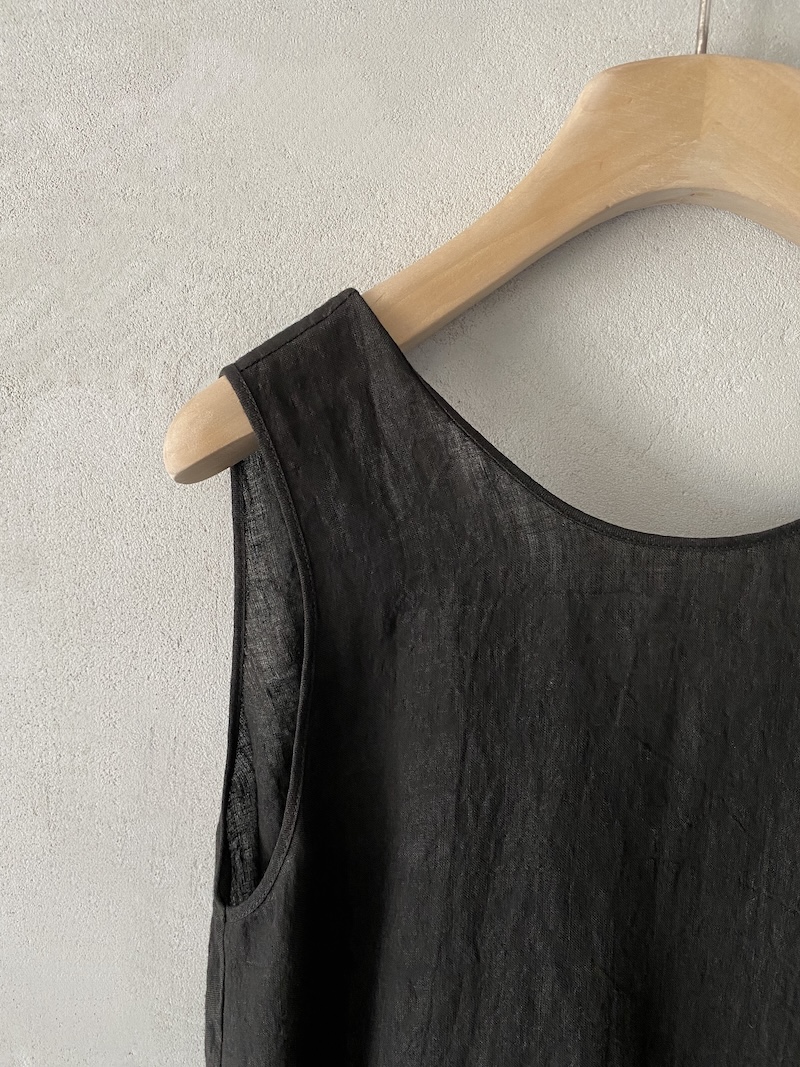 Abito lungo marrone in lino reversibile con cintura Marina Lari 5