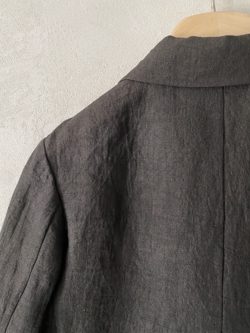 Marina Lari Brown Unlined Double-Breasted Linen Jacket