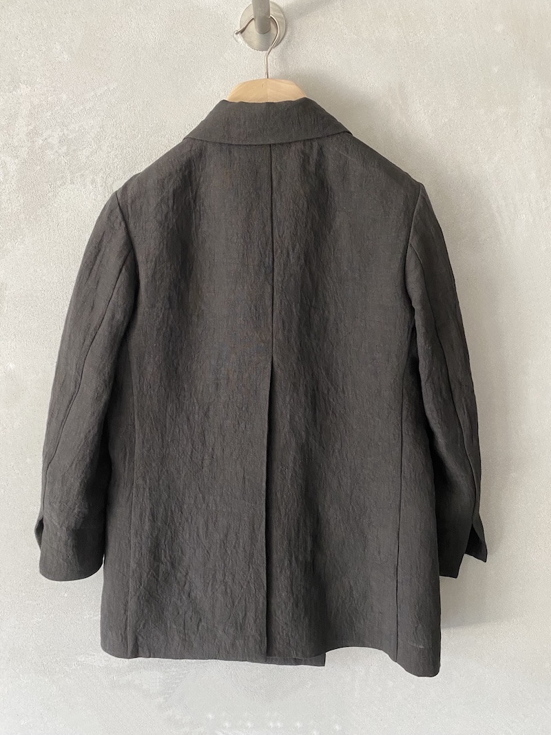 Marina Lari Brown Unlined Double-Breasted Linen Jacket