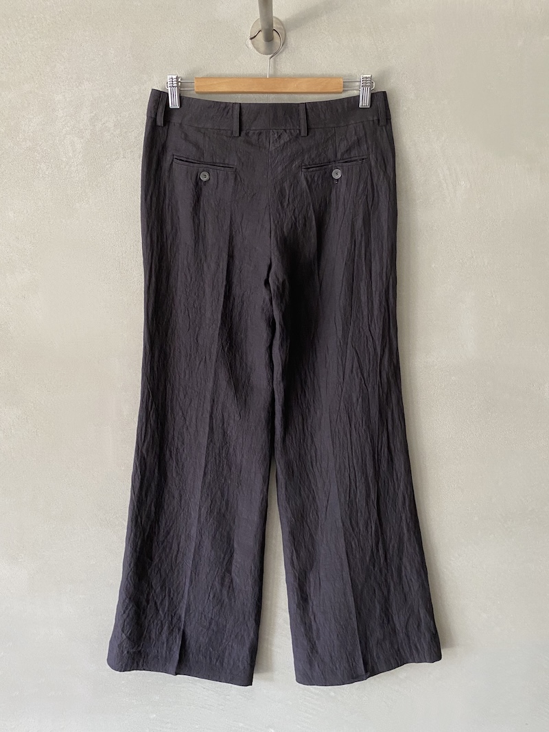 Marina Lari plum trousers with a slightly flared straight leg