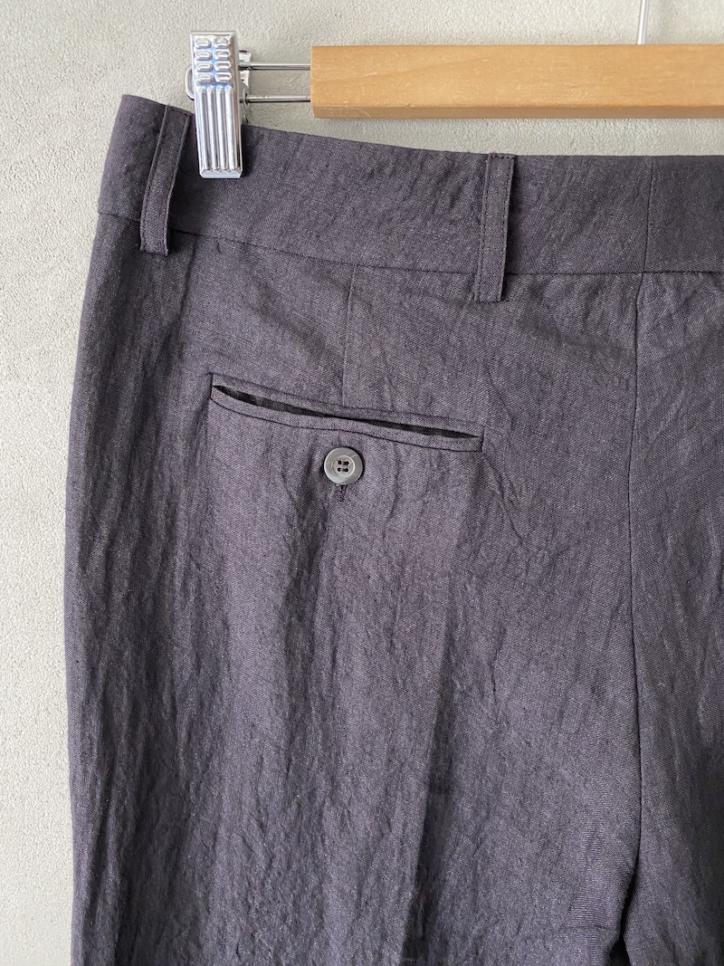 Marina Lari plum trousers with a slightly flared straight leg