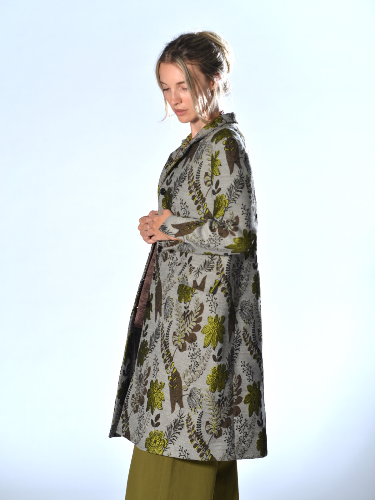 Cappotto oversize multicolor jacquard floreale Marina Lari 2