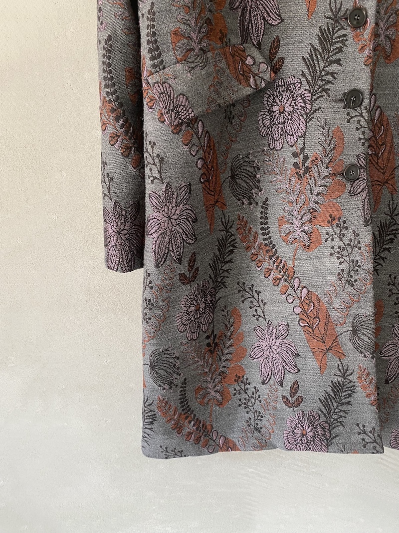 Marina Lari Oversized Multicolor Floral Jacquard Coat