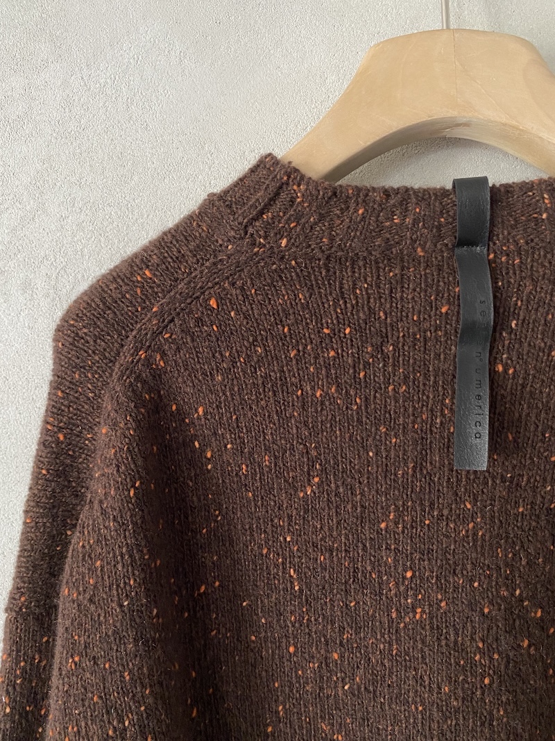 Brown crop sweater in Donegal-effect melange cashmere, Serien Numerica