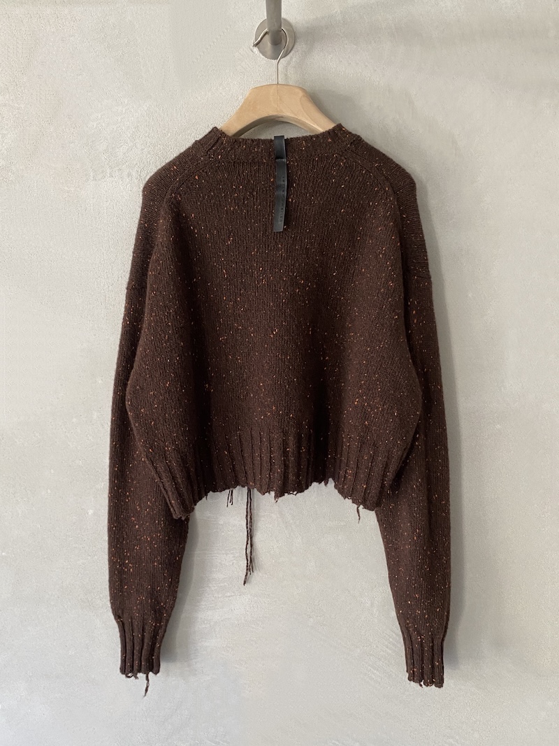 Brown crop sweater in Donegal-effect melange cashmere, Serien Numerica