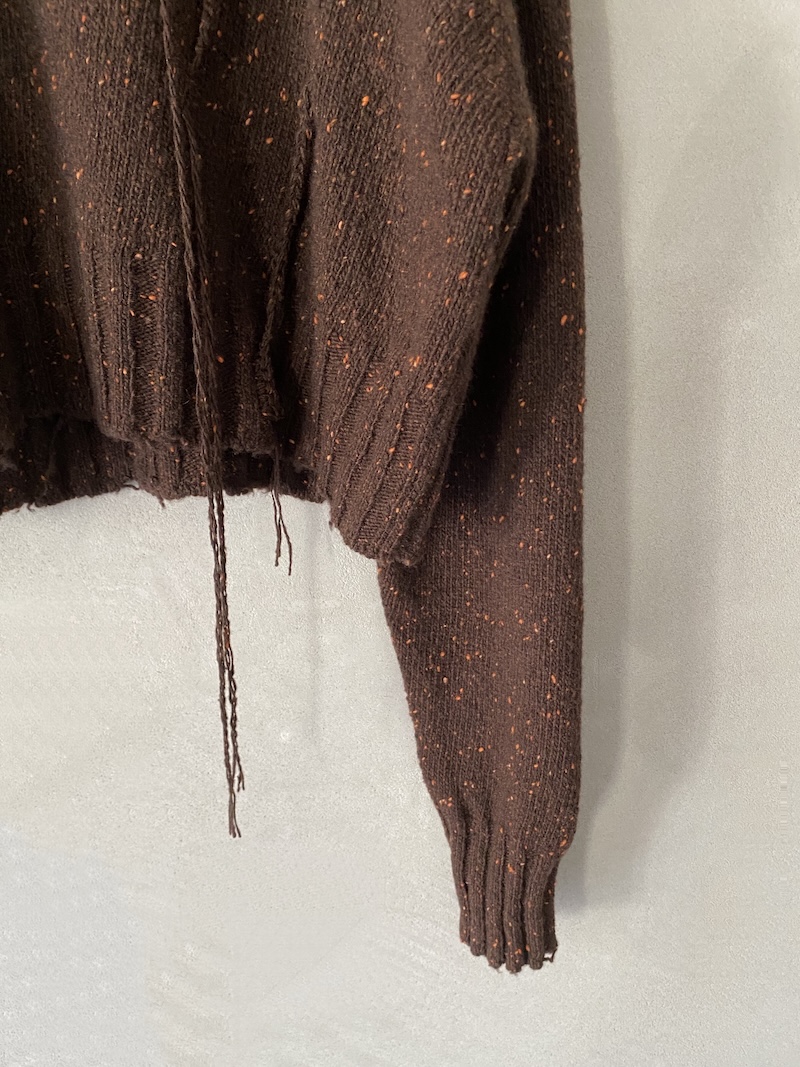 Brown crop sweater in Donegal-effect melange cashmere, Serien Numerica